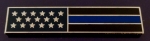 THIN BLUE LINE US Flag Uniform Award/Commendation Bar SILVER Pin